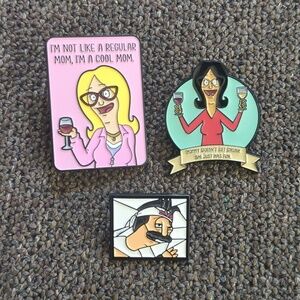 Set of 3 Bob's Burgers Enamel Pins Linda Belcher Bob Belcher Mean Girls
